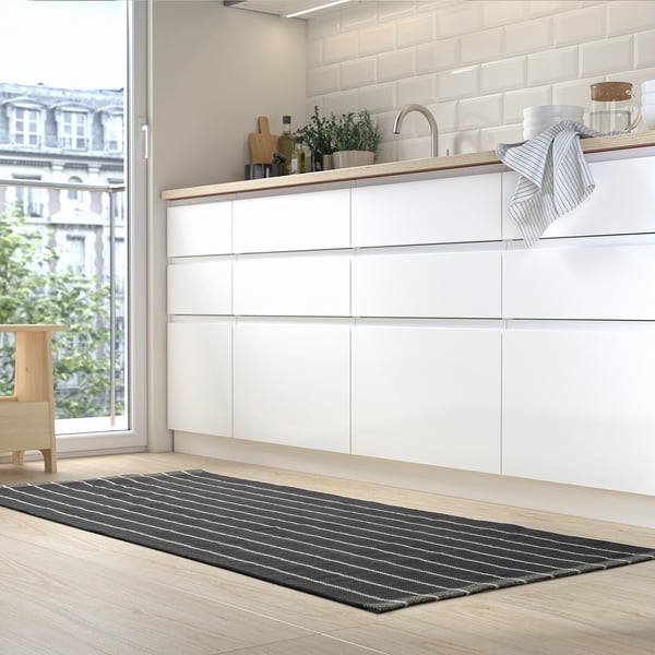 RIDSTIG - RIDSTIG Rug, flatwoven, grey/off-white, 80x180 cm