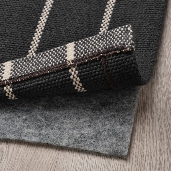 RIDSTIG rug, flatwoven, grey/off-white, 80x180 cm