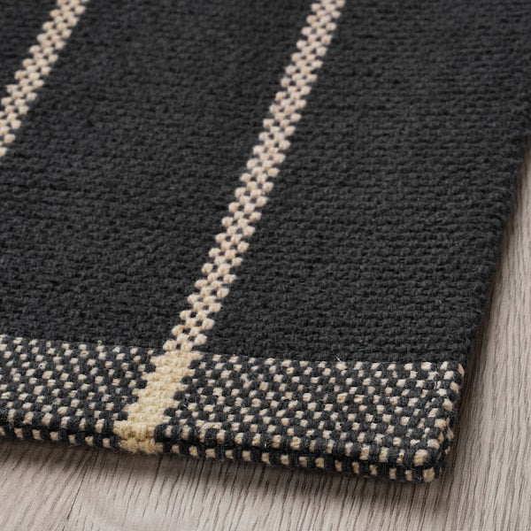 RIDSTIG rug, flatwoven, grey/off-white, 80x180 cm