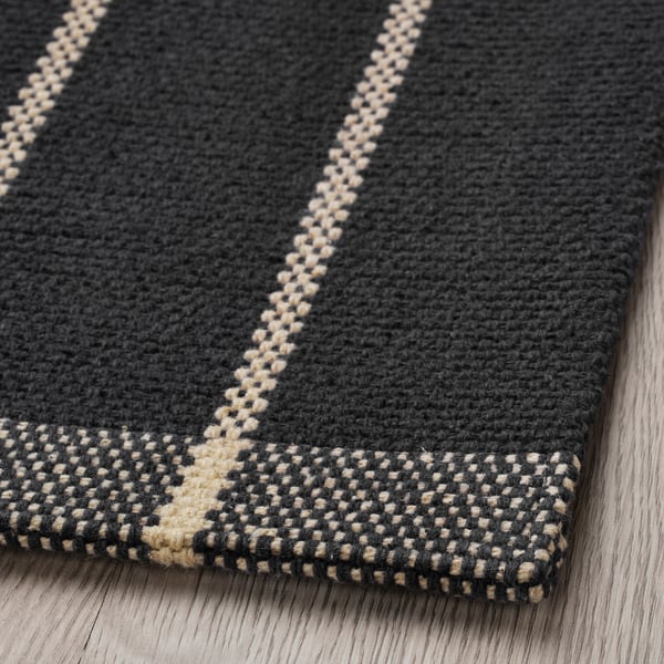 RIDSTIG rug, flatwoven, grey/off-white, 80x180 cm