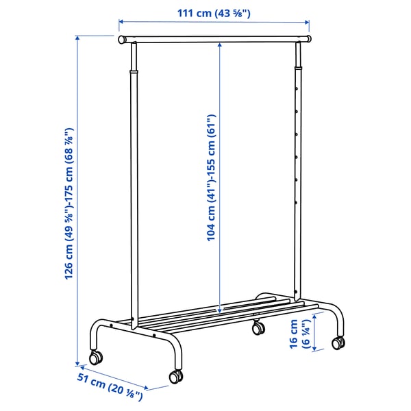 RIGGA clothes rack, white, 111 cm