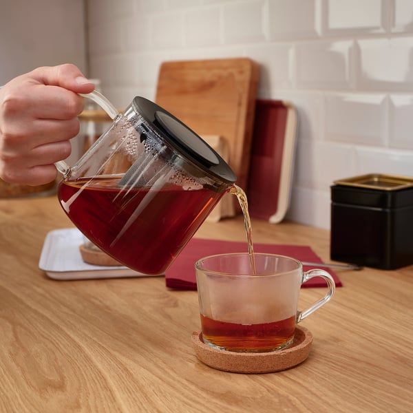 RIKLIG teapot, glass, 0.6 l