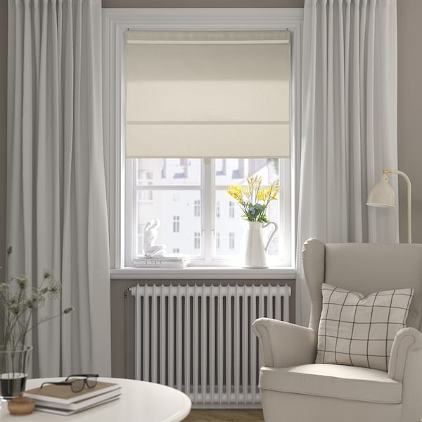 RINGBLOMMA - Roman blind, beige, 80x160 cm