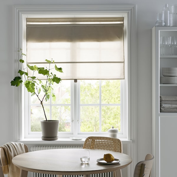 RINGBLOMMA - Roman blind, beige, 60x160 cm