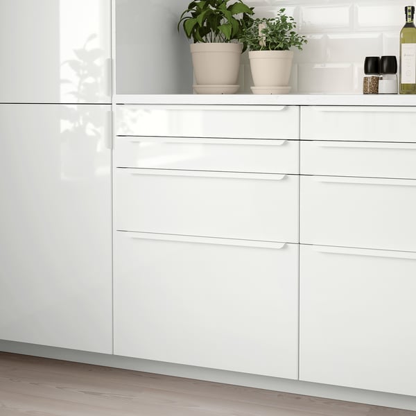 RINGHULT drawer front, high-gloss white, 80x10 cm, 2 pack