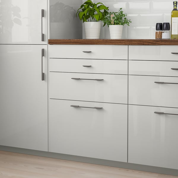 RINGHULT drawer front, high-gloss light grey, 40x10 cm, 2 pack