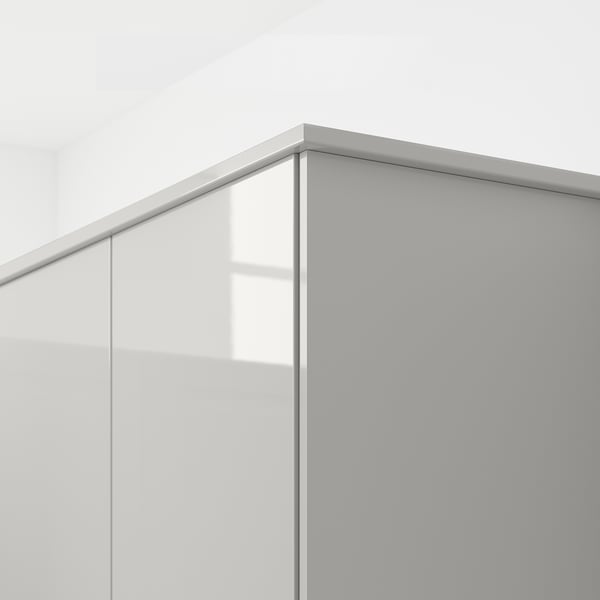 RINGHULT rounded deco strip/moulding, high-gloss light grey, 221 cm