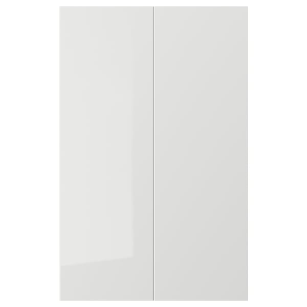 RINGHULT 2-p door f corner base cabinet set, high-gloss light grey, 25x80 cm