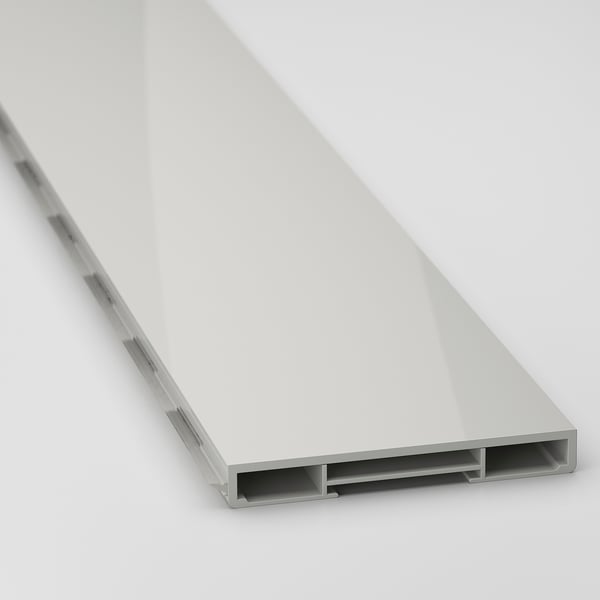 RINGHULT plinth, high-gloss light grey, 220x8 cm