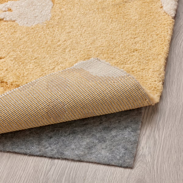 RINGKLOCKA rug, low pile, yellow/off-white, 160x230 cm