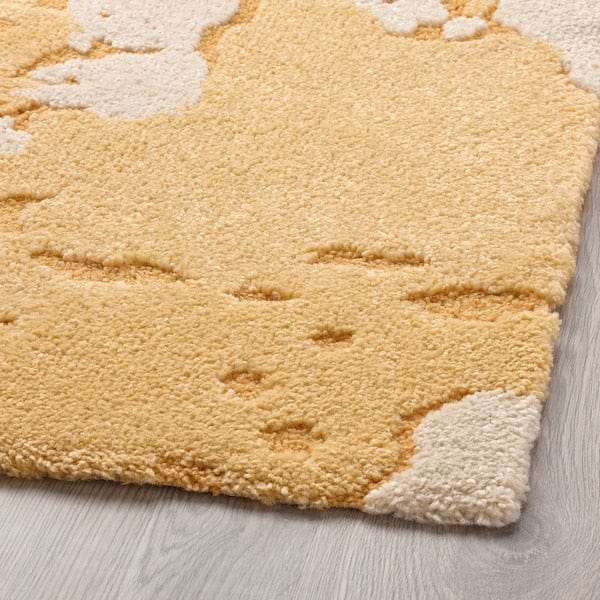 Ikea RINGKLOCKA - Rug, low pile, yellow/off-white, 160x230 cm