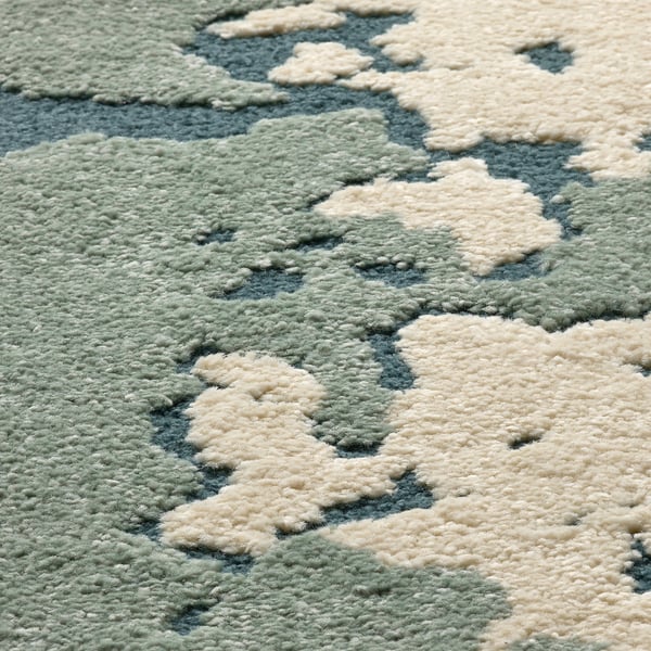 RINGKLOCKA rug, low pile, green/off-white, 160x230 cm