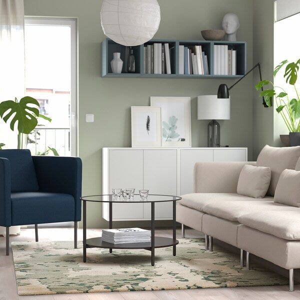 RINGKLOCKA Rug, Low Pile, Green/Off-White | IKEA Malta