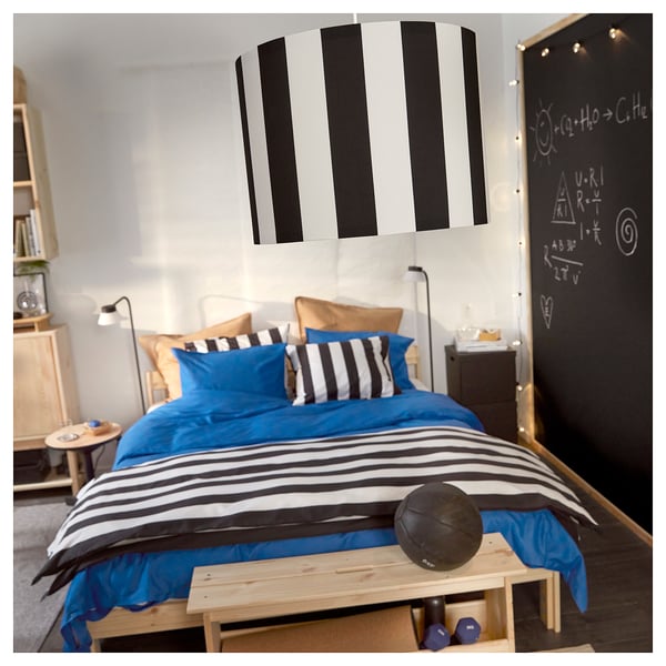 RINGSTA lamp shade, black/white, 42 cm