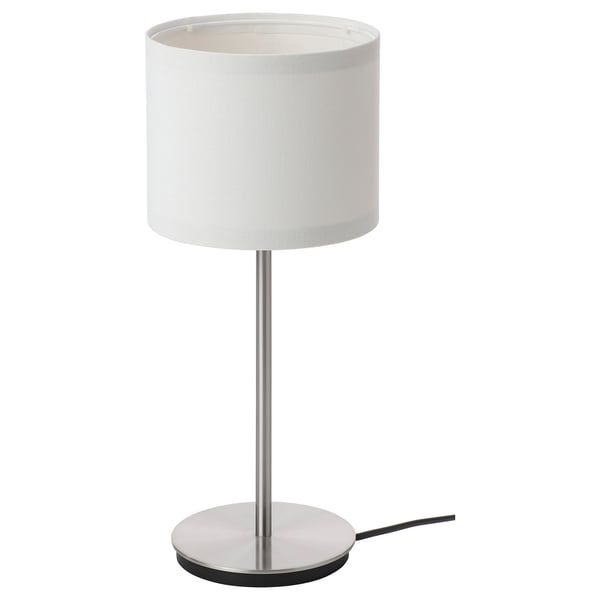 RINGSTA / SKAFTET table lamp, white/nickel-plated, 41 cm