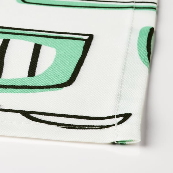 RINNIG apron, white/green/patterned