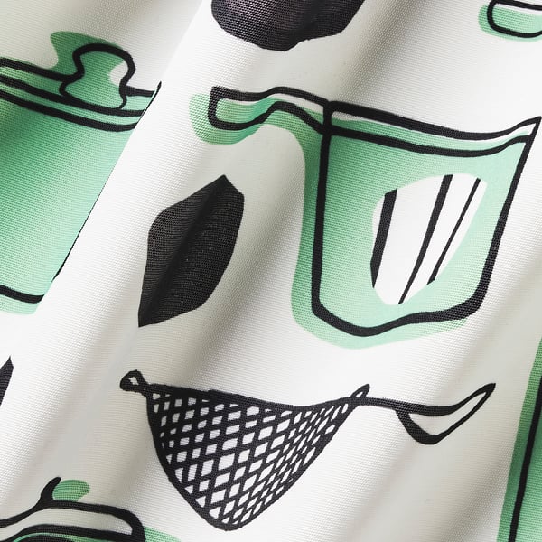 RINNIG apron, white/green/patterned