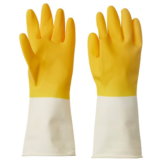 RINNIG - RINNIG Cleaning gloves, bright yellow/off-white, M