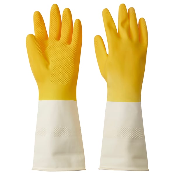 RINNIG - RINNIG Cleaning gloves, bright yellow/off-white, S