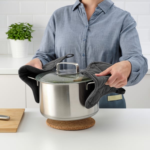 RINNIG - RINNIG Pot holder, grey, 21x21 cm