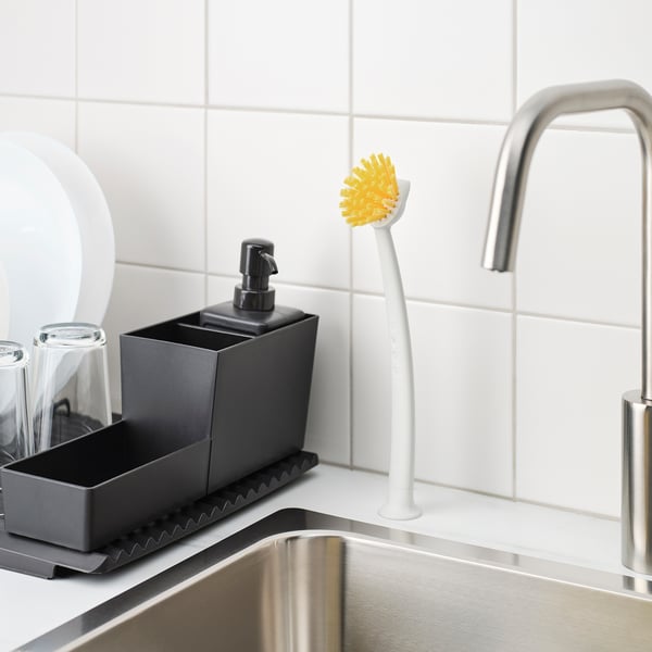 RINNIG - RINNIG Dish-washing brush, bright yellow/off-white