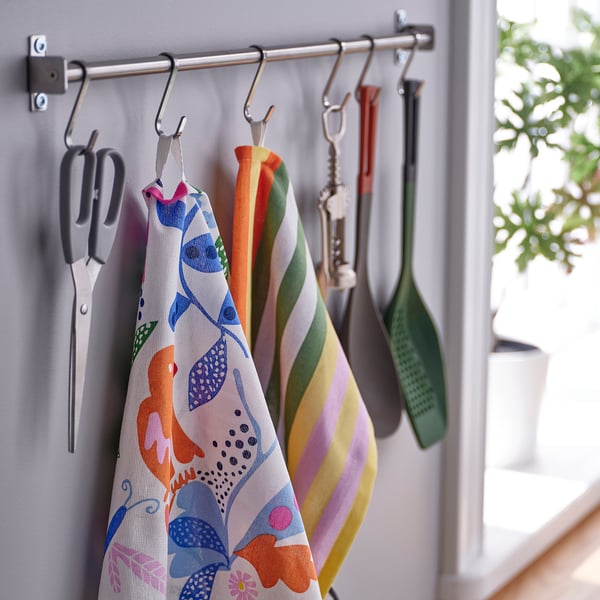 RINNIG tea towel, multicolour patterned, 45x60 cm, 4 pack