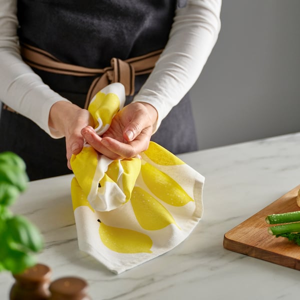 RINNIG tea towel, multicolour patterned, 60x45 cm, 4 pack