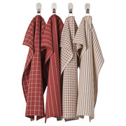 RINNIG tea towel, red/beige striped, 45x60 cm, 4 pack