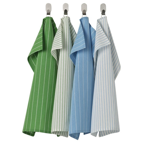 RINNIG tea towel, green/blue striped, 45x60 cm
