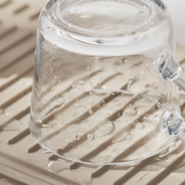 RINNIG dish drying mat, beige, 51x42 cm