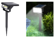 Rino solar stake light, black plastic, 35.5cm, cool white light