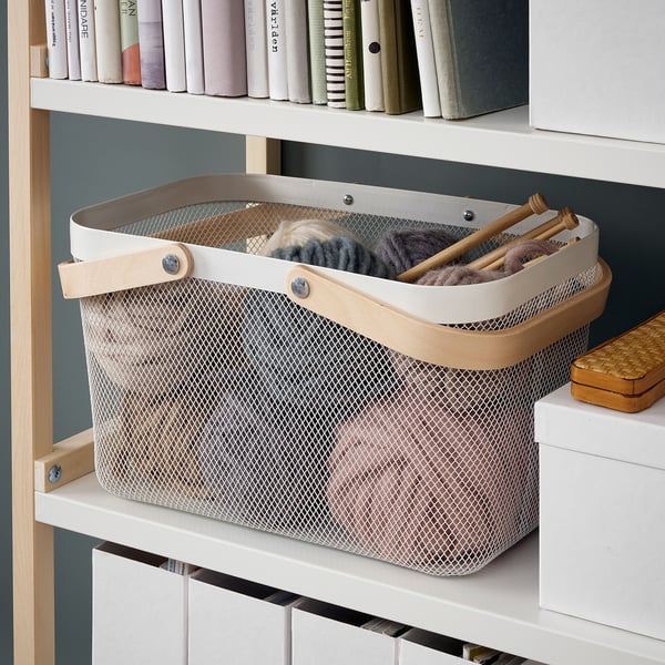 RISATORP basket, white, 27x42x23 cm