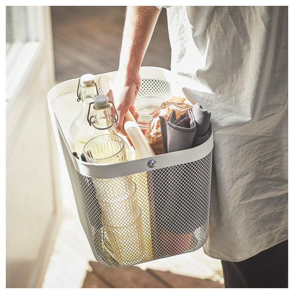 RISATORP basket with compartments, white, 33x24x23 cm