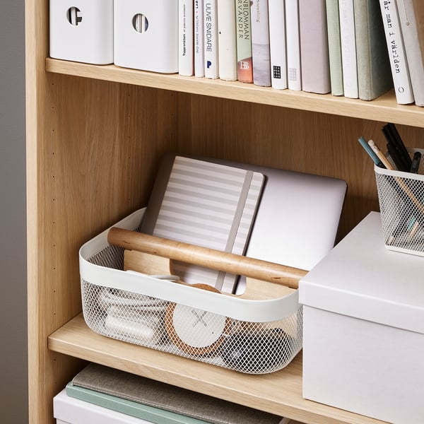 RISATORP basket with compartments, white, 33x24x11 cm