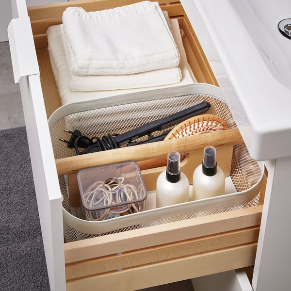 RISATORP basket with compartments, white, 33x24x11 cm