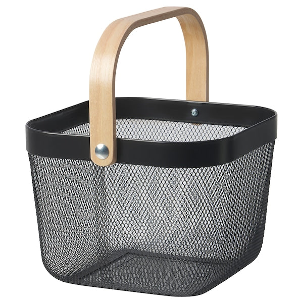 RISATORP - Basket, dark grey, 25x26x18 cm