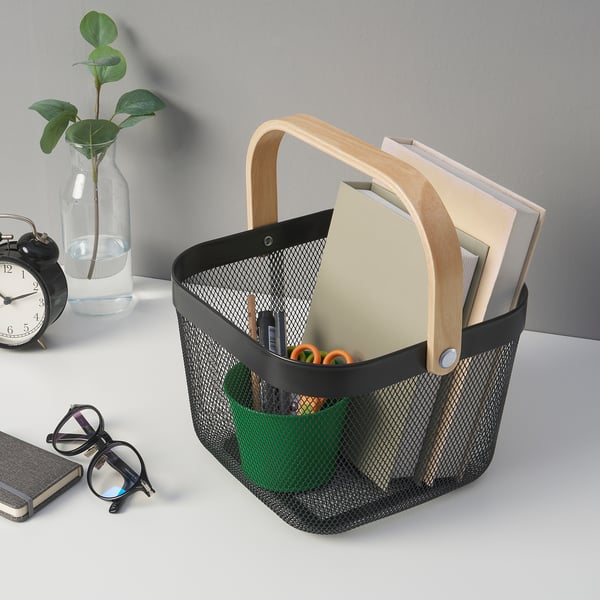 RISATORP basket, dark grey, 25x26x18 cm