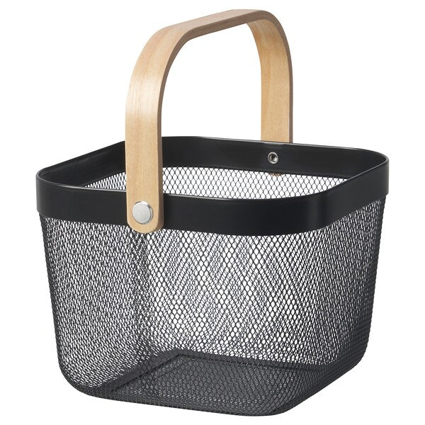 RISATORP - Basket, dark grey, 25x26x18 cm