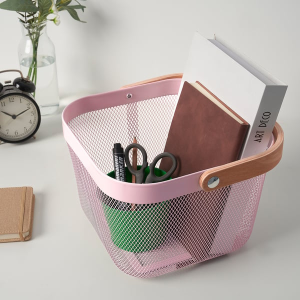 RISATORP basket, pink, 25x26x18 cm