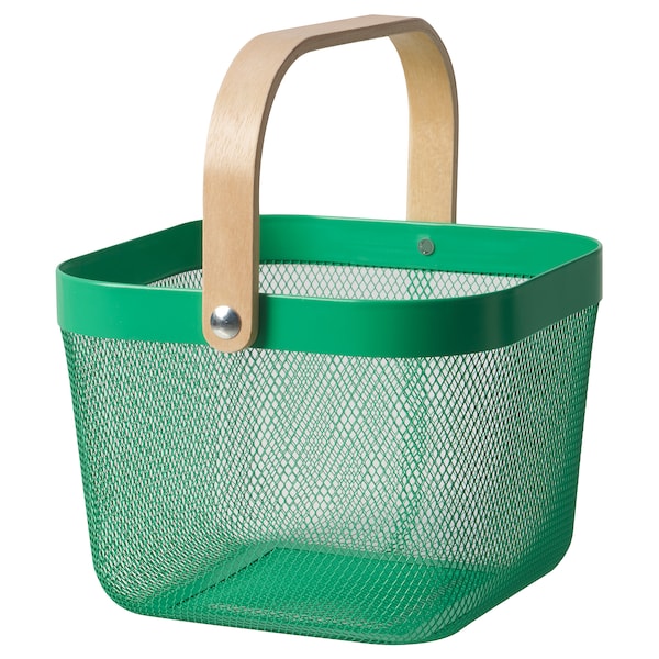 RISATORP - Basket, dark green, 25x26x18 cm