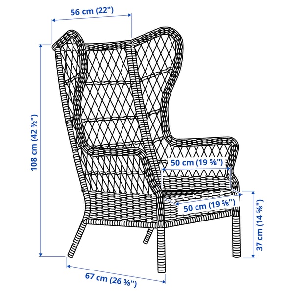 RISHOLMEN wing chair, in/outdoor, brown, 68x80x67 cm