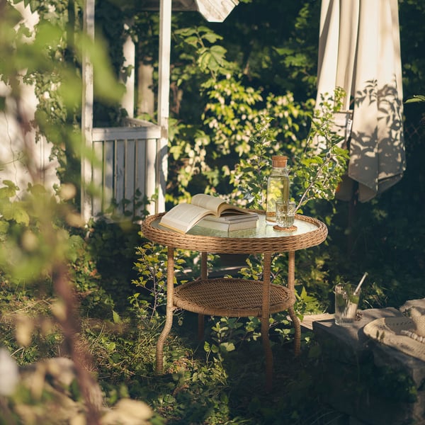 RISHOLMEN coffee table, outdoor, brown, 74 cm