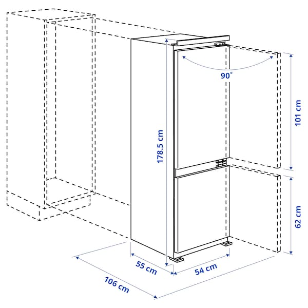 Ikea RISNÄS - Fridge/freezer, white/IKEA 500 integrated,192/79 l