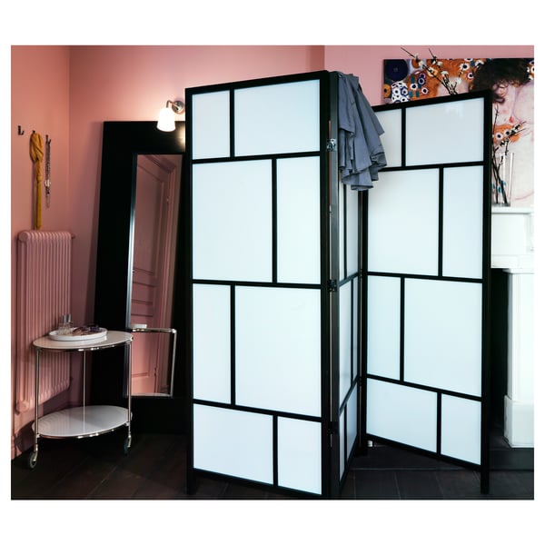 RISÖR - Room divider, white/black, 216x185 cm