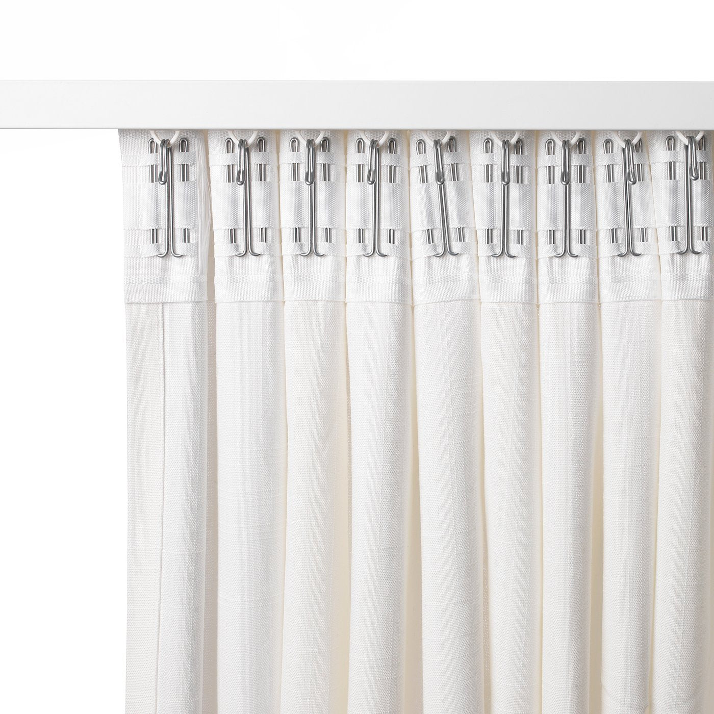 RITVA curtains with tie-backs, 1 pair, white/with heading tape, 145x300 cm