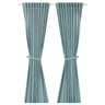 RITVA curtains with tie-backs, 1 pair, grey-blue/with heading tape, 145x300 cm