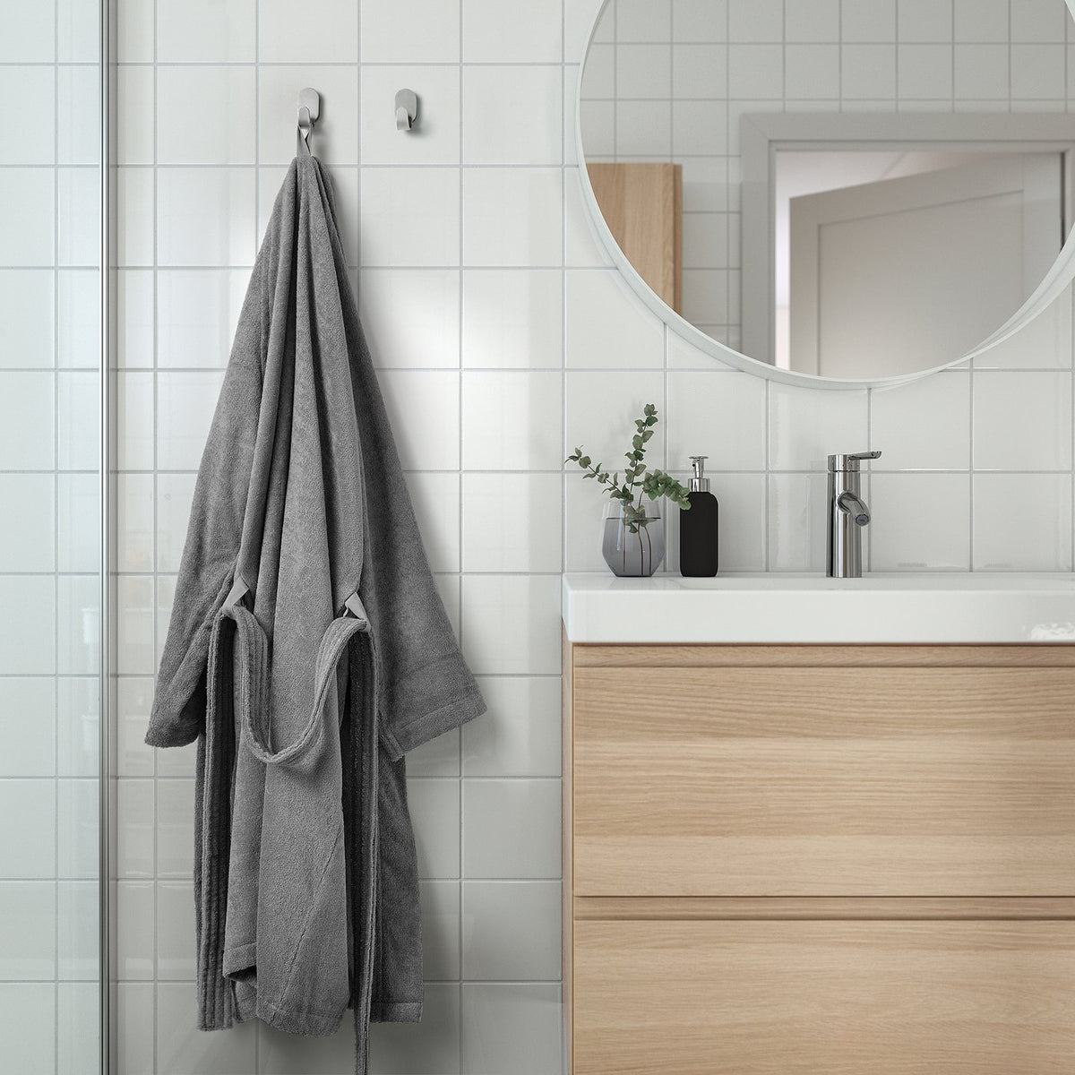 ROCKÅN bath robe, grey, L/XL