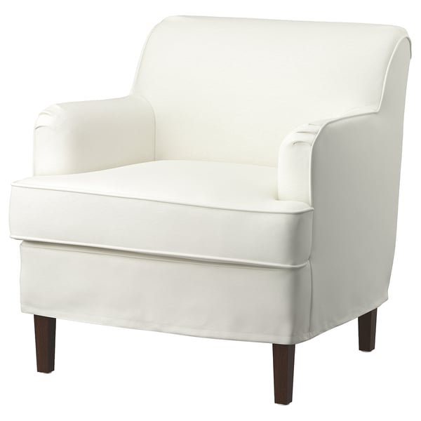 ROCKSJÖN armchair with footstool, Blekinge white