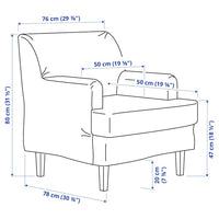 ROCKSJÖN - Armchair with footstool, Kilanda light beige