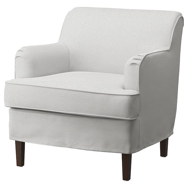 Ikea ROCKSJÖN - Armchair with footstool, Klovsta grey/white